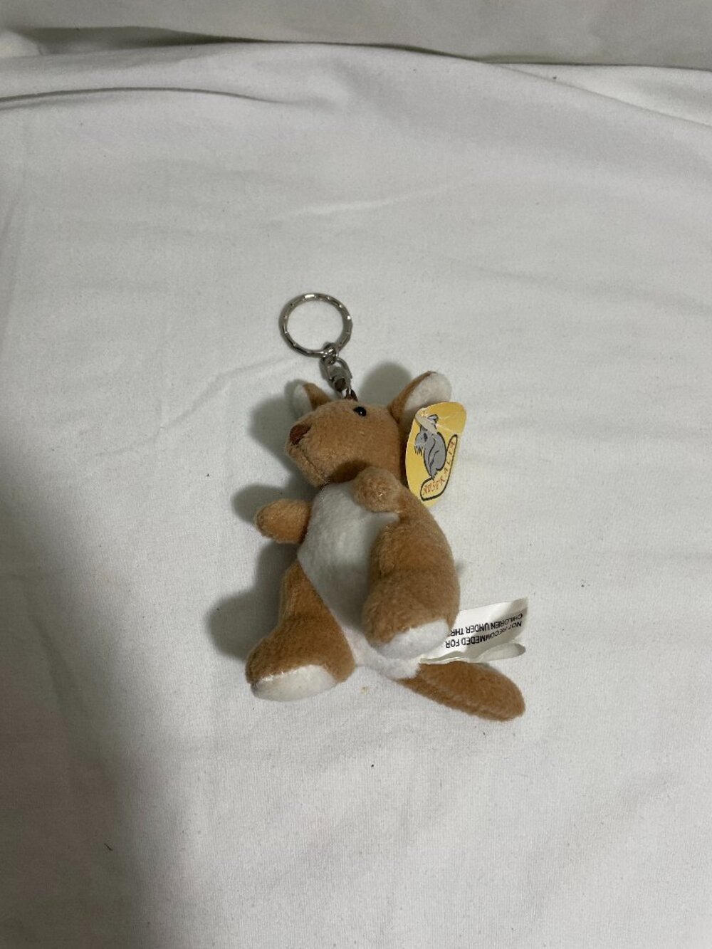 Australian Kangaroo Plush Keychain Tan White Souvenir 5” With Tag